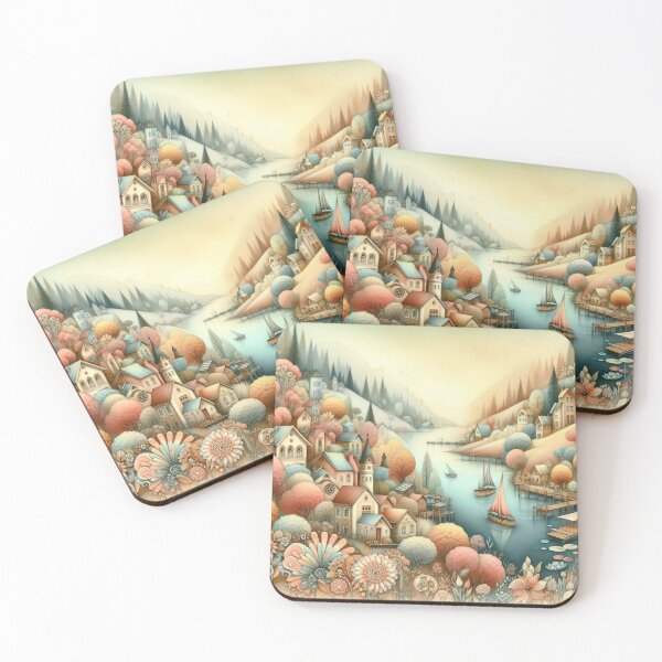 Item preview, A dreamy lakeside village designed and sold by Beyondnote-Art.