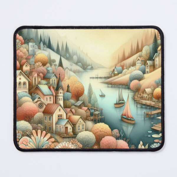 Item preview, A dreamy lakeside village designed and sold by Beyondnote-Art.