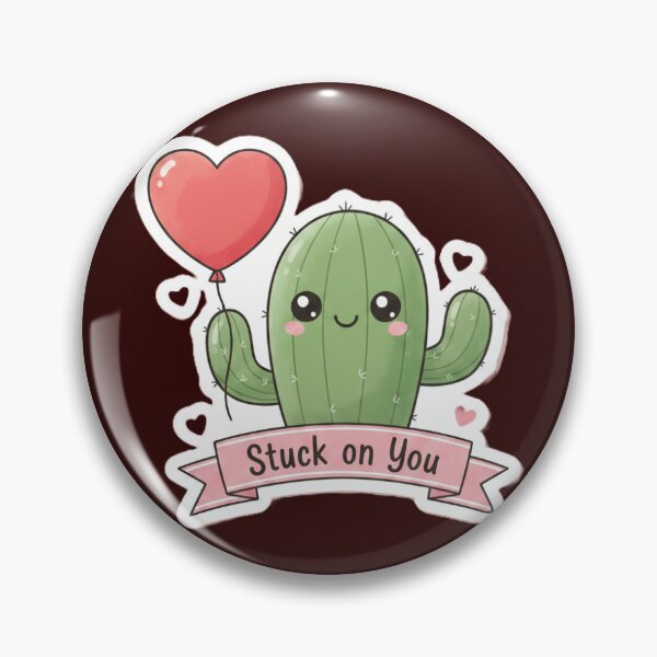 Item preview, Kawaii Cactus Sticker - Stuck On You Funny Plant Pun designed and sold by Akira Design Store.