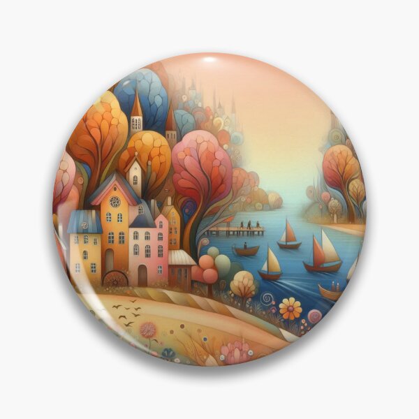 Item preview, A dreamy lakeside village designed and sold by Beyondnote-Art.