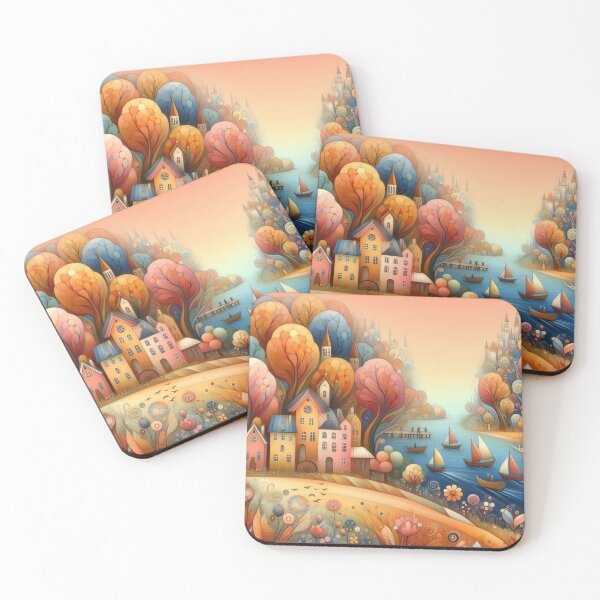 Item preview, A dreamy lakeside village designed and sold by Beyondnote-Art.