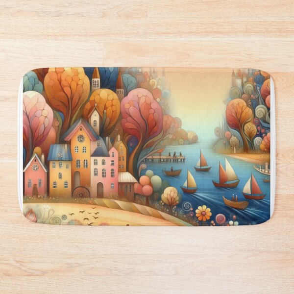 Item preview, A dreamy lakeside village designed and sold by Beyondnote-Art.