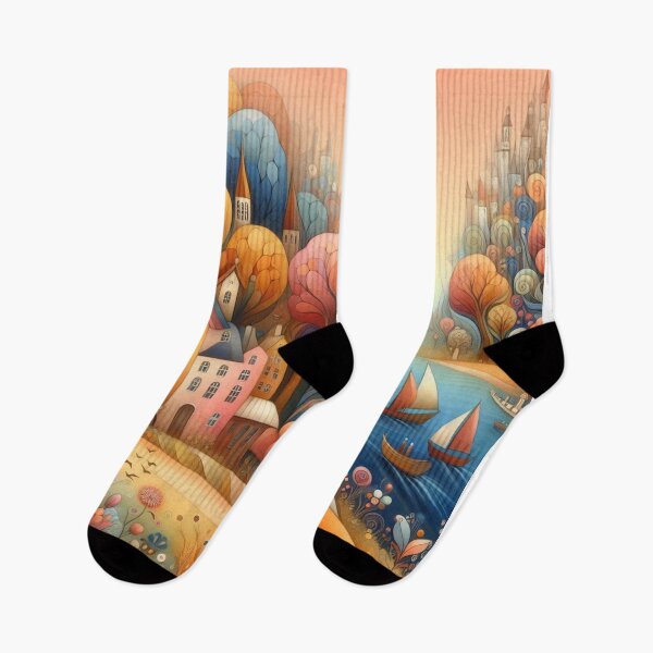 Item preview, A dreamy lakeside village designed and sold by Beyondnote-Art.