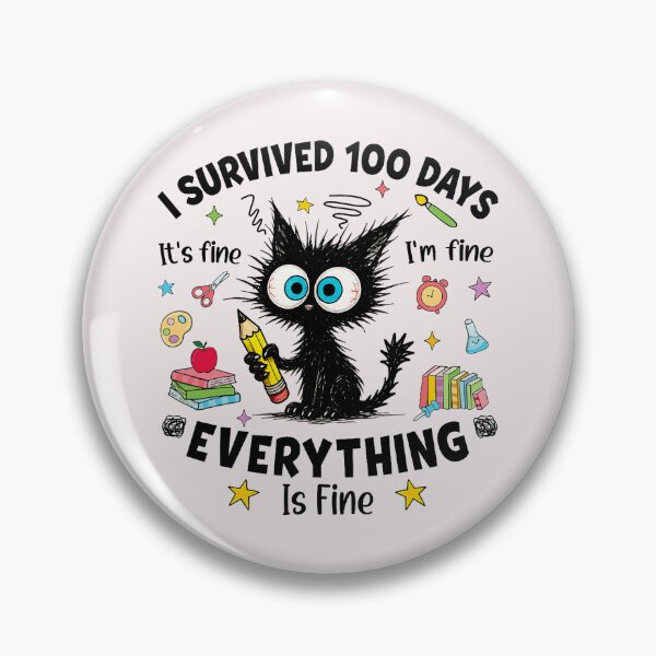 Item preview, I Survived 100 Days of School Funny Black Cat 100th Day Kids  designed and sold by ArleneRowe.