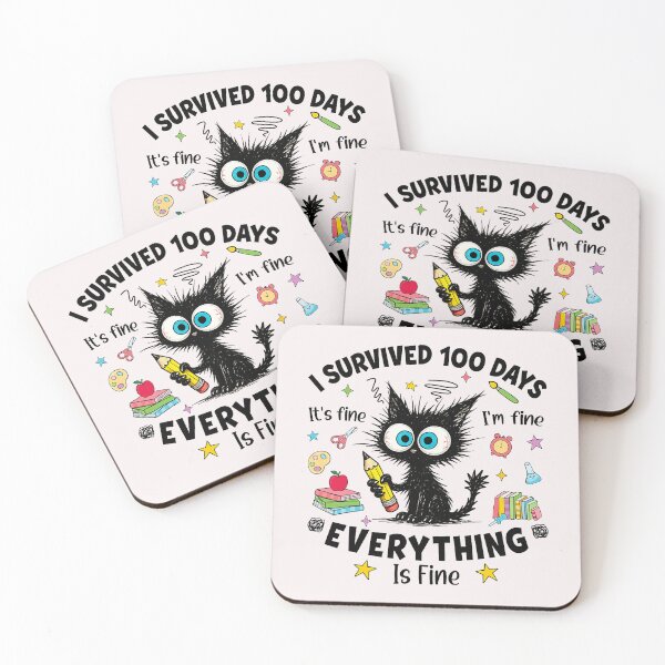 Item preview, I Survived 100 Days of School Funny Black Cat 100th Day Kids  designed and sold by ArleneRowe.