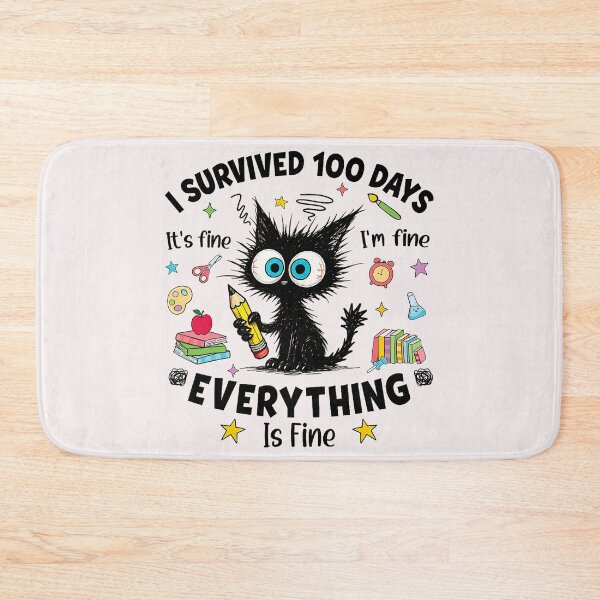 Item preview, I Survived 100 Days of School Funny Black Cat 100th Day Kids  designed and sold by ArleneRowe.