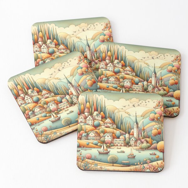 Item preview, A dreamy lakeside village designed and sold by Beyondnote-Art.