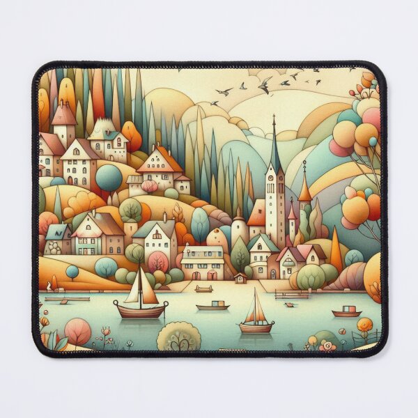 Item preview, A dreamy lakeside village designed and sold by Beyondnote-Art.