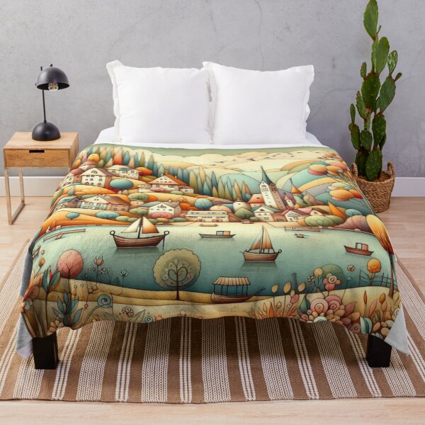 Item preview, A dreamy lakeside village designed and sold by Beyondnote-Art.