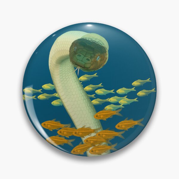 Item preview, Curious olive sea snake in blue circle designed and sold by Windswell.