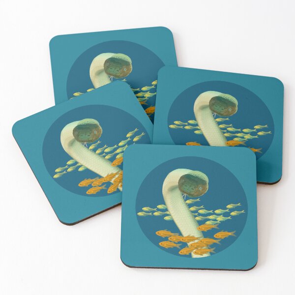 Item preview, Curious olive sea snake in blue circle designed and sold by Windswell.