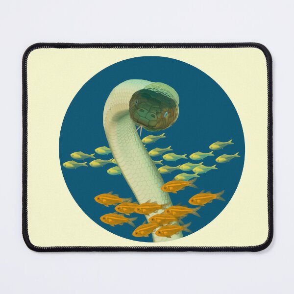 Item preview, Curious olive sea snake in blue circle designed and sold by Windswell.