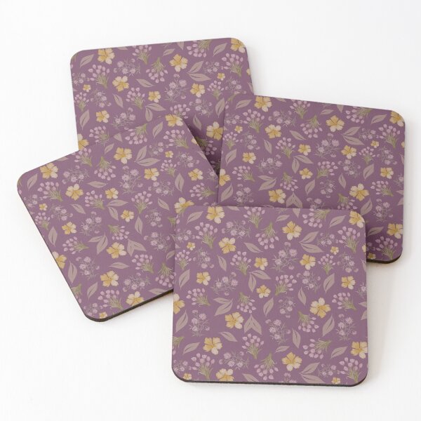 Item preview, Whimiscal Cottagecore Watercolor Floral Pattern on a amaranth purple background designed and sold by Designs by christel_treiber.