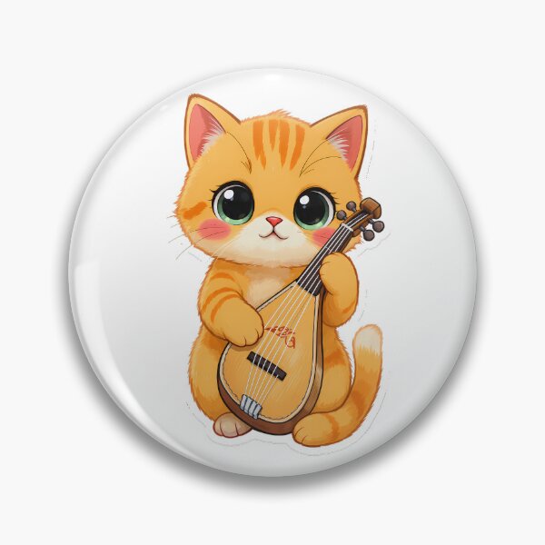 Item preview, Cute Kawaii Cat Playing Saz - Turkish Music Lover Gift designed and sold by etuvibes.