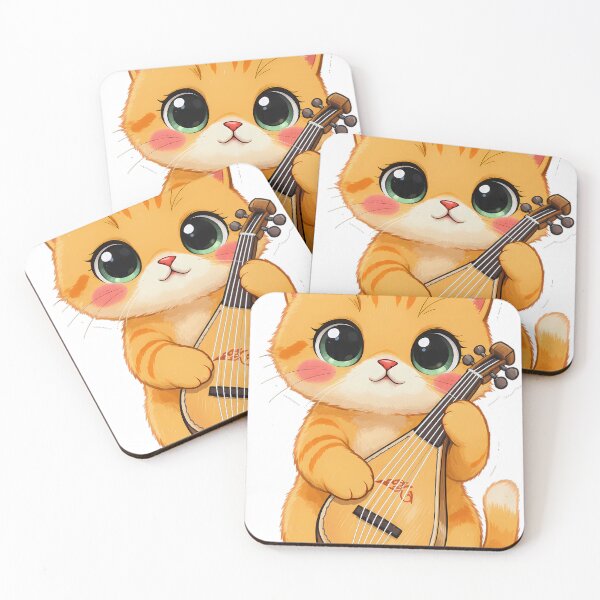 Item preview, Cute Kawaii Cat Playing Saz - Turkish Music Lover Gift designed and sold by etuvibes.