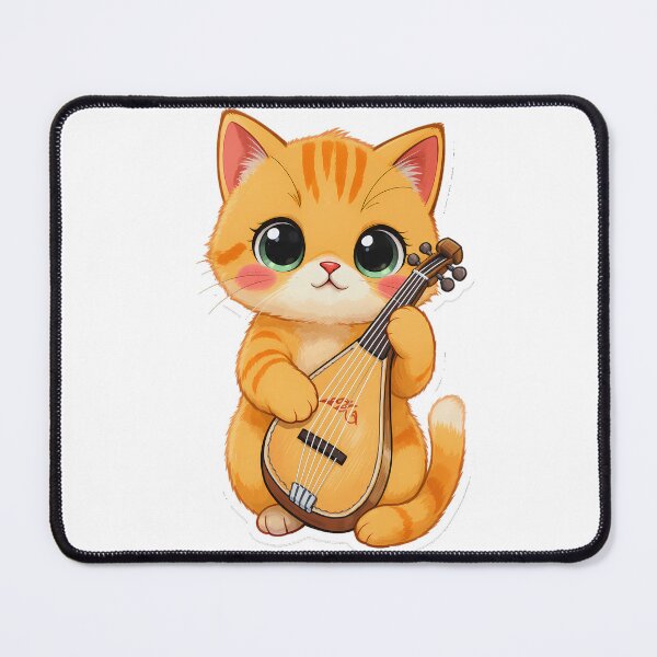 Item preview, Cute Kawaii Cat Playing Saz - Turkish Music Lover Gift designed and sold by etuvibes.