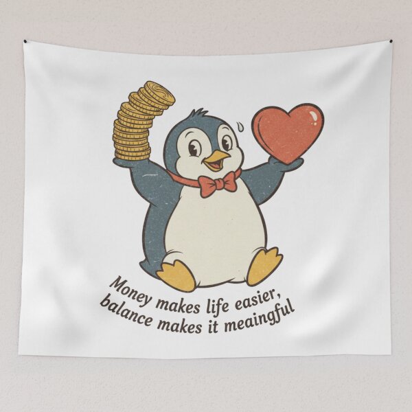 Item preview, Penguin Balancing Wealth and Love Message designed and sold by Iuqiune.