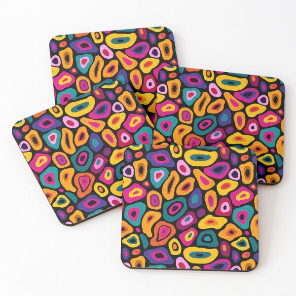 Item preview, Bold Colorful Abstract Shapes Seamless Pattern On Black designed and sold by EL-Lebedenko.
