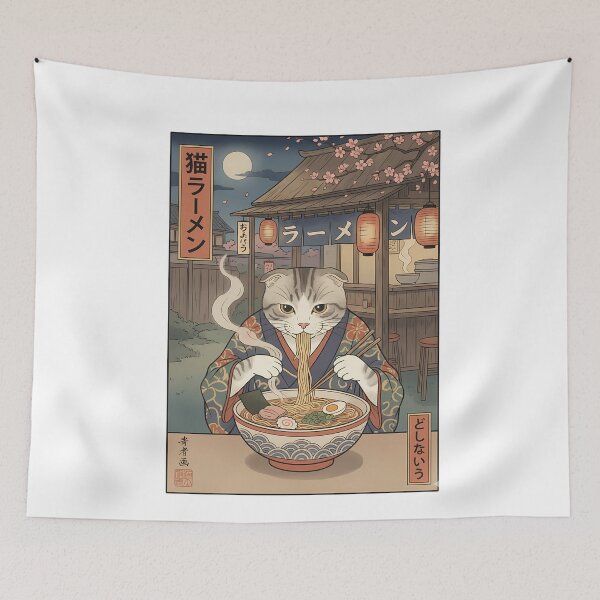 Item preview, Scottish Fold Cat Ramen Japanese Ukiyo-e Art designed and sold by k3rstman1.