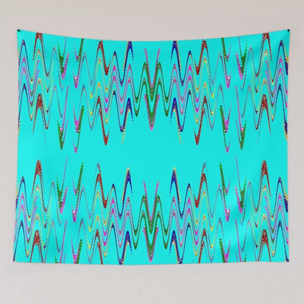 Item preview, Multicolored abstract spirals and waveform pattern on azure background. designed and sold by IaroslavB.