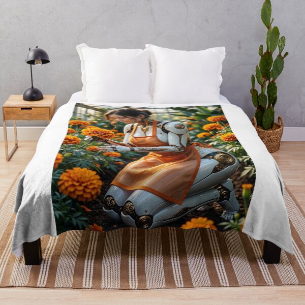 Item preview, Cyborg Gardener Tending Marigolds in Greenhouse designed and sold by CathryneDelamort.