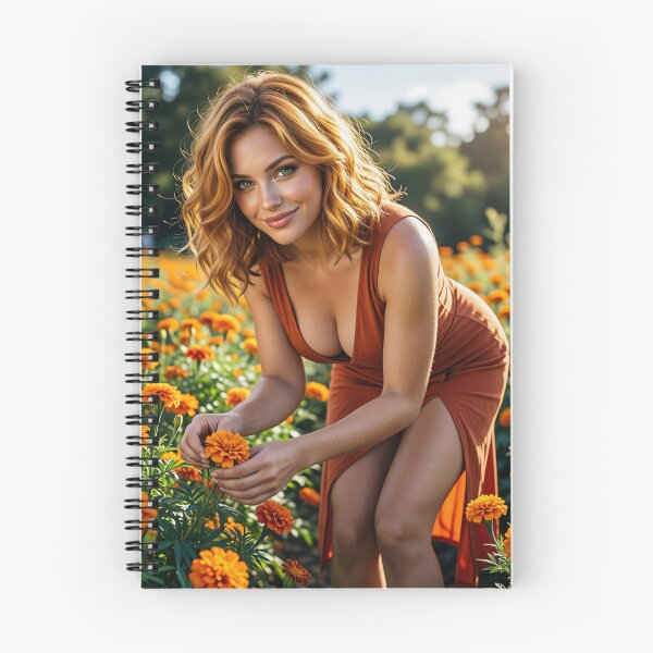 Item preview, Blonde in orange dress marigold field designed and sold by CathryneDelamort.