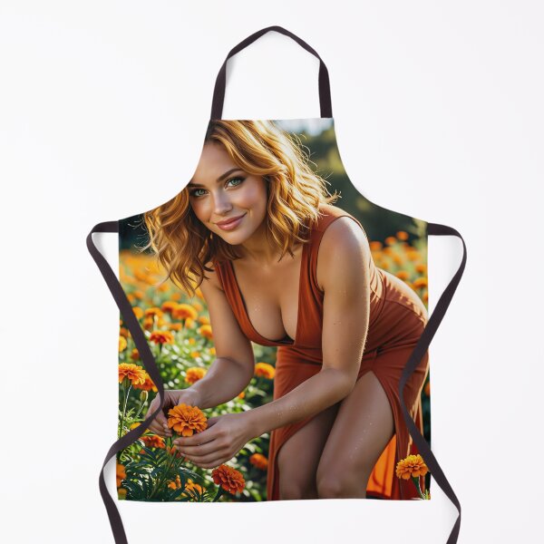 Item preview, Blonde in orange dress marigold field designed and sold by CathryneDelamort.
