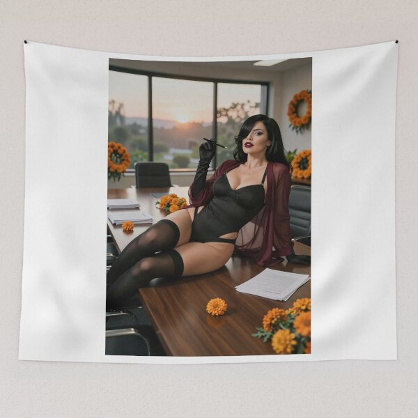 Item preview, Cassandra in black lingerie marigold office designed and sold by CathryneDelamort.