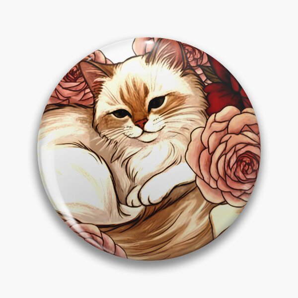 Item preview, Rose Nest: Curled Cat in Blush Bouquet designed and sold by meesub.