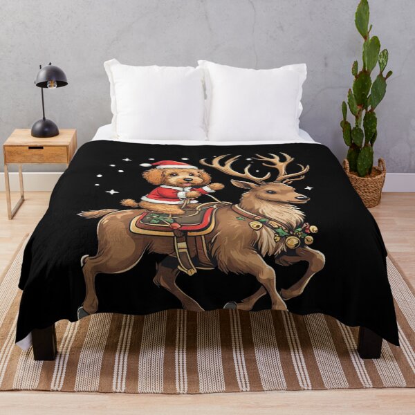 Item preview, cavapoo santa riding Reindeer christmas For Mom Dad Kids designed and sold by SALI MANI.