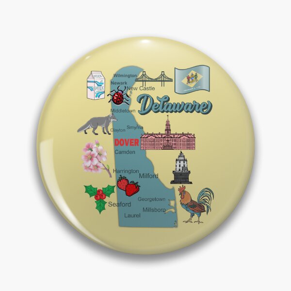 Item preview, Delaware State Pride, Landmarks & Symbols Illustrated Map designed and sold by mashmosh.