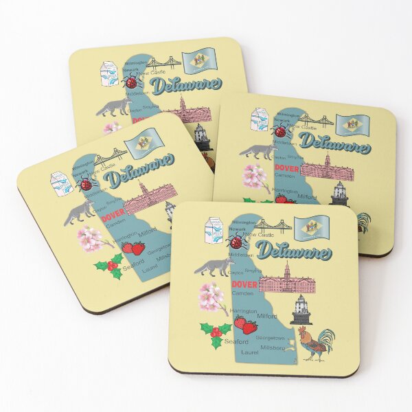 Item preview, Delaware State Pride, Landmarks & Symbols Illustrated Map designed and sold by mashmosh.