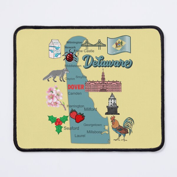 Item preview, Delaware State Pride, Landmarks & Symbols Illustrated Map designed and sold by mashmosh.