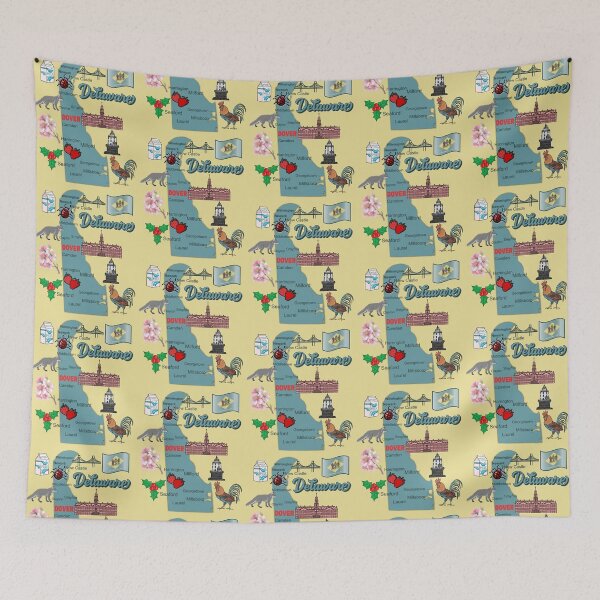 Item preview, Delaware State Pride, Landmarks & Symbols Illustrated Map designed and sold by mashmosh.