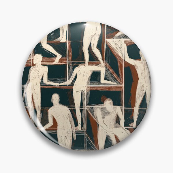 Aperçu de l'œuvre Figures humaines nues surréalistes dans des étagères à motifs artistiques créée et vendue par OjingO.