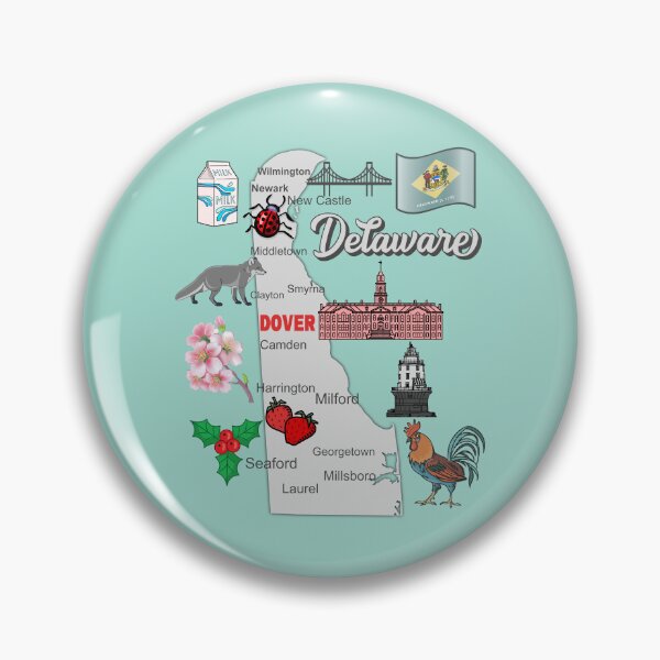 Item preview, Delaware State Map & Symbols - The First State Pride designed and sold by mashmosh.