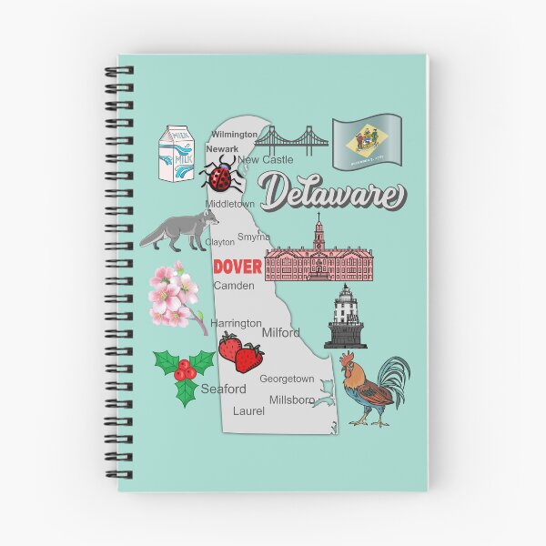 Item preview, Delaware State Map & Symbols - The First State Pride designed and sold by mashmosh.