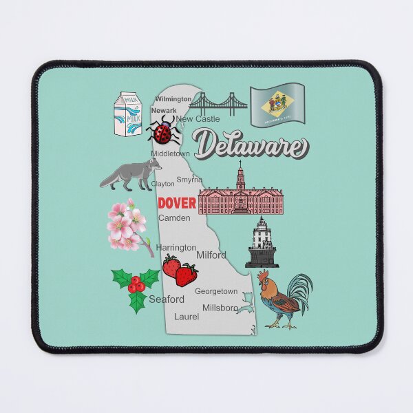 Item preview, Delaware State Map & Symbols - The First State Pride designed and sold by mashmosh.