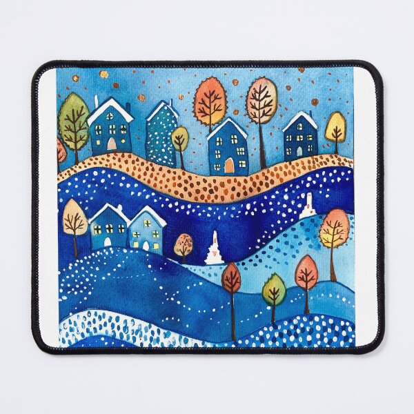 Item preview, whimsical village art designed and sold by fnk designs.