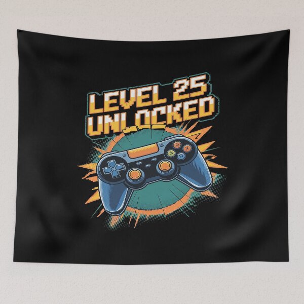 Item preview, Level 25 Unlocked 25th Birthday Gamer 25 Year Old Male 1 designed and sold by angolinnArt.
