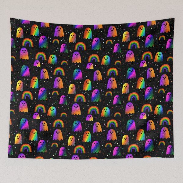 Item preview, Rainbow Ghosts And Stars Seamless Cute Pattern designed and sold by EL-Lebedenko.
