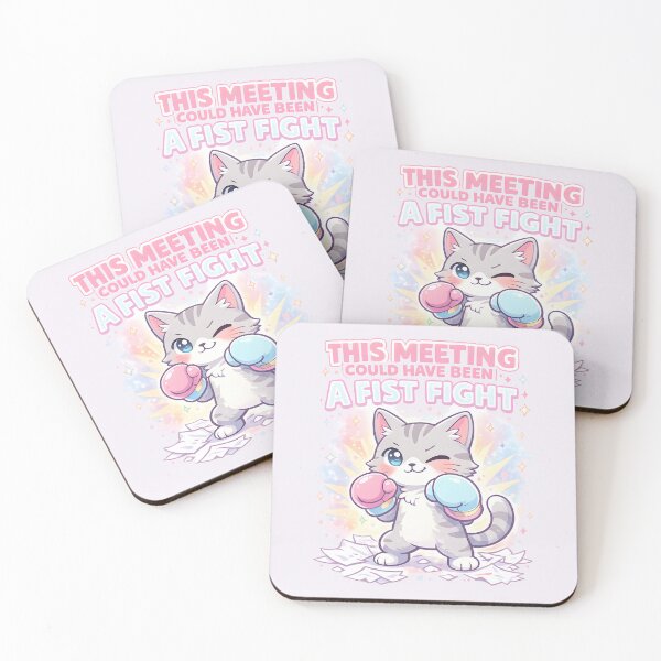 Item preview, Funny Meeting Quote with Cute Boxing Cat – This Meeting Could Have Been a Fistfight designed and sold by Aesthetic-Avenue.