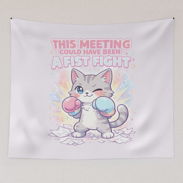 Item preview, Funny Meeting Quote with Cute Boxing Cat – This Meeting Could Have Been a Fistfight designed and sold by Aesthetic-Avenue.