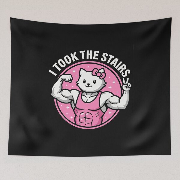 Item preview, Buff White Cat Gym Humor - I Took The Stairs Muscle Kitten Graphic designed and sold by AdyKurniawan.