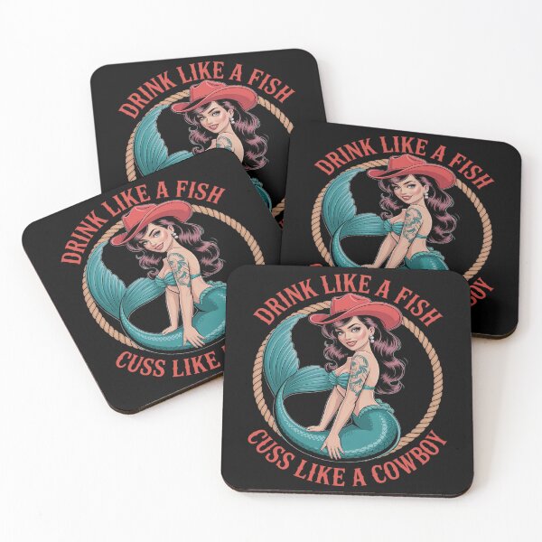 Item preview, Drink Like A Fish Cuss Like A Cowboy - Cowgirl Mermaid designed and sold by ProudForFunny.