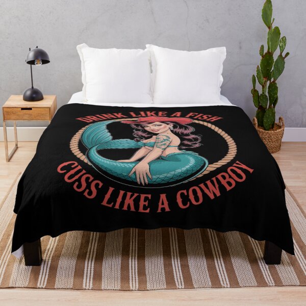 Item preview, Drink Like A Fish Cuss Like A Cowboy - Cowgirl Mermaid designed and sold by ProudForFunny.