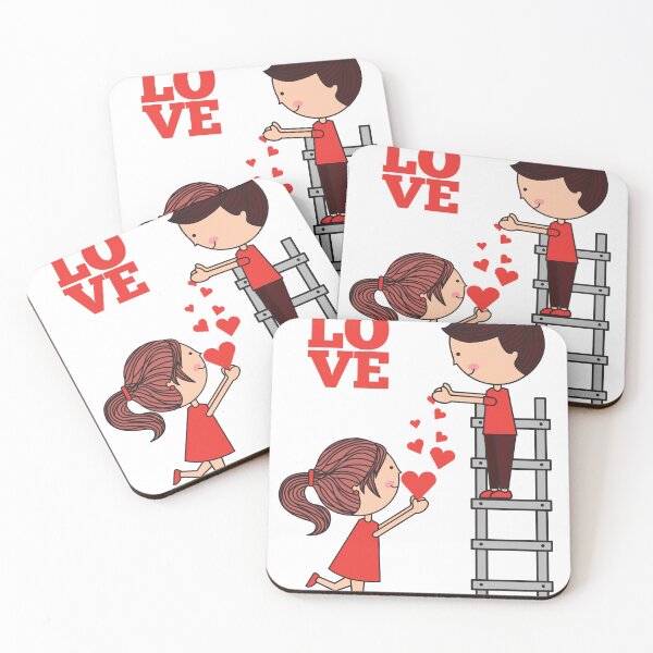 Item preview, Young Couple Sharing Hearts on a Ladder designed and sold by  Merch08 .