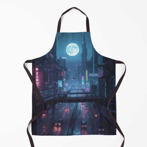 Item preview, Cyberpunk Night City – Neon Lights & Full Moon Futuristic Skyline designed and sold by Visualynx.