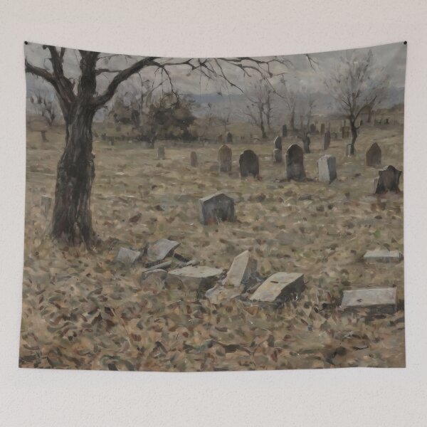 Item preview, Abandoned Graveyard – Melancholic Landscape with Weathered Tombstones designed and sold by Visualynx.