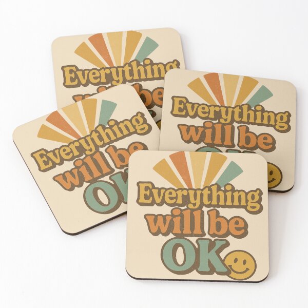 Item preview, Everything Will Be OK Positive Retro Typography Smiley Design designed and sold by astersgraphics.